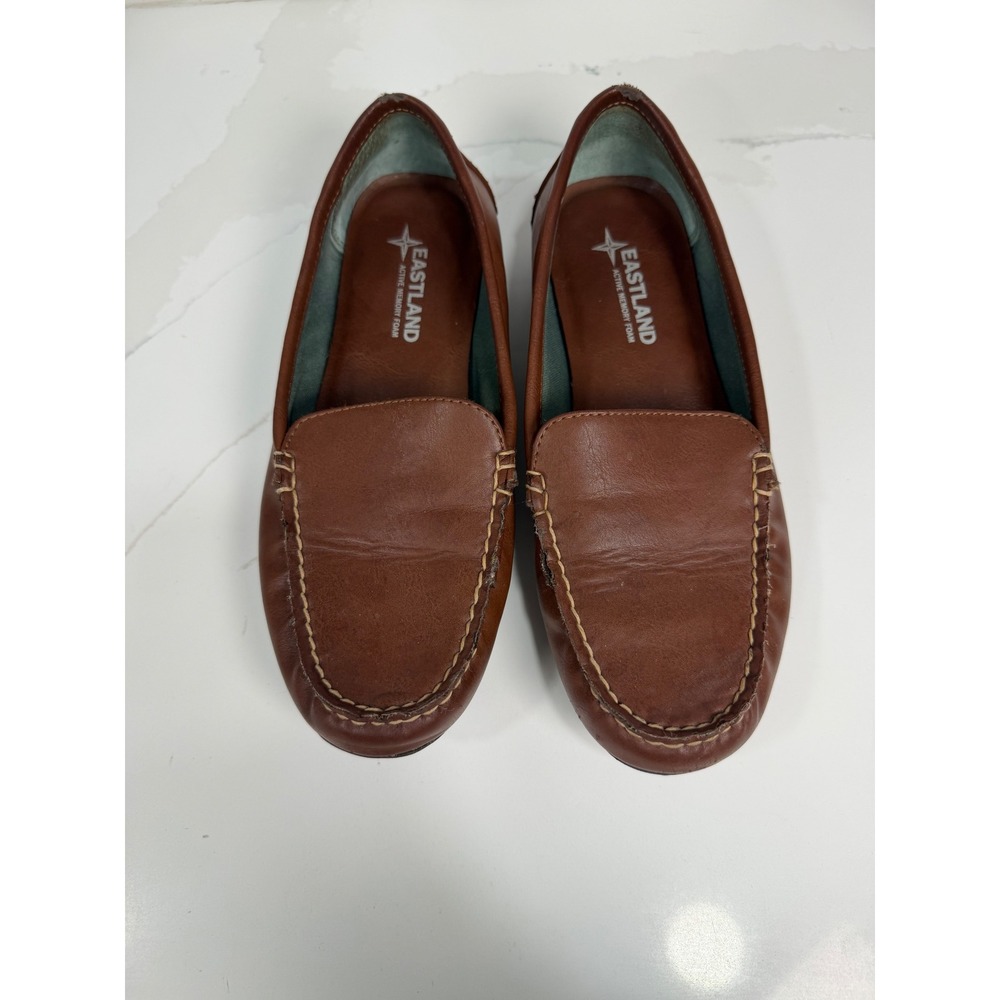 Eastland Courtney Womens 8M Brown Leather Driving Loafers Moc Toe Flats